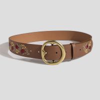 Ethnic Style Flower Pu Leather Alloy Embroidery Plating Women's Leather Belts main image 4