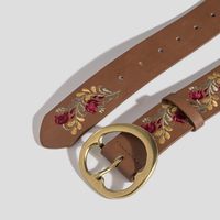 Ethnic Style Flower Pu Leather Alloy Embroidery Plating Women's Leather Belts main image 3