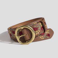 Ethnic Style Flower Pu Leather Alloy Embroidery Plating Women's Leather Belts main image 2