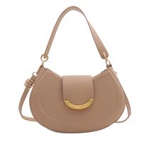 Women's Pu Leather Solid Color Vintage Style Classic Style Semicircle Buckle Shoulder Bag sku image 1