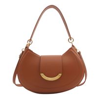 Women's Pu Leather Solid Color Vintage Style Classic Style Semicircle Buckle Shoulder Bag sku image 2
