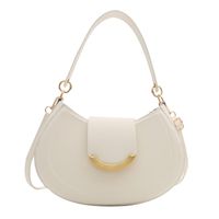 Women's Pu Leather Solid Color Vintage Style Classic Style Semicircle Buckle Shoulder Bag sku image 3
