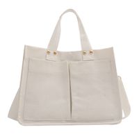 Women's Canvas Solid Color Classic Style Square Zipper Shoulder Bag sku image 1
