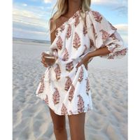 Women's Regular Dress Casual Classic Style Collarless Pleated 3/4 Length Sleeve Flower Knee-length Daily main image 2