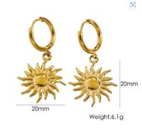 1 Pair Streetwear Sun Plating 304 Stainless Steel 14K Gold Plated Drop Earrings main image 4