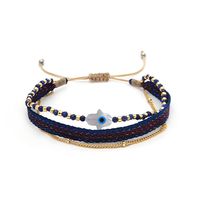 Ig Style Vacation Hand Of Fatima Natural Stone Rope Copper Beaded Layered Knitting 18k Gold Plated Unisex Bracelets sku image 2