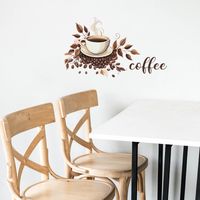 Retro Coffee Cup Letter Leaves Pvc Wall Sticker Wall Art main image 5