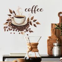 Retro Coffee Cup Letter Leaves Pvc Wall Sticker Wall Art main image 4