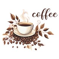 Retro Coffee Cup Letter Leaves Pvc Wall Sticker Wall Art main image 3