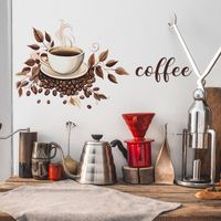 Retro Coffee Cup Letter Leaves Pvc Wall Sticker Wall Art main image 2