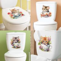 Mignon Chat Fleur Pvc Autocollant Mural Art Mural main image 6