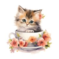 Cute Cat Flower Pvc Wall Sticker Wall Art sku image 2
