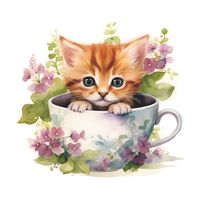Cute Cat Flower Pvc Wall Sticker Wall Art sku image 4
