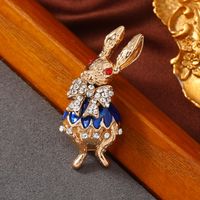 Cute Retro Rabbit Alloy Enamel Inlay Rhinestones Unisex Brooches main image 1