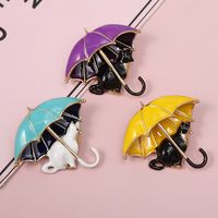 Cute Cat Umbrella Alloy Enamel Plating Women's Brooches main image 1