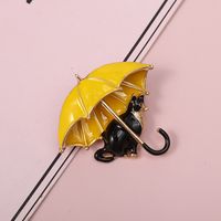 Mignon Chat Parapluie Alliage Émail Placage Femmes Broches main image 5