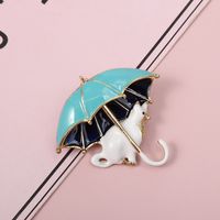 Süß Katze Regenschirm Legierung Emaille Überzug Frau Broschen sku image 1