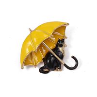 Süß Katze Regenschirm Legierung Emaille Überzug Frau Broschen main image 3