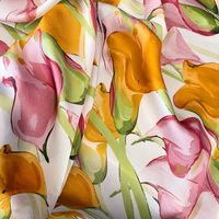 Women's Elegant Flower Satin Silk Scarf main image 3