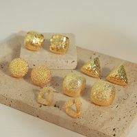 1 Pair Casual Simple Style Triangle Round Square Plating Copper 18k Gold Plated Ear Studs main image 1