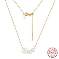 Simple Style Geometric Sterling Silver Plating Inlay Pearl 14k Gold Plated Pendant Necklace sku image 1