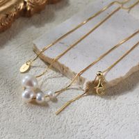 Simple Style Geometric Sterling Silver Plating Inlay Pearl 14k Gold Plated Pendant Necklace main image 4