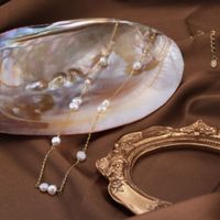 Einfacher Stil Geometrisch Sterling Silber Überzug Inlay Perle 14 Karat Vergoldet Halskette Mit Anhänger main image 4