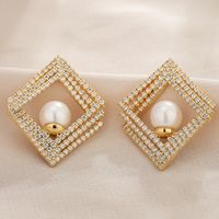 1 Pair Ig Style Geometric Plating Inlay Copper Ear Studs main image 3