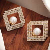 1 Pair Ig Style Geometric Plating Inlay Copper Ear Studs main image 1