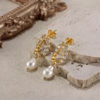 1 Pair Vintage Style Geometric Polishing Plating Baroque Pearls Freshwater Pearl 14k Gold Plated Drop Earrings main image 3