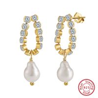 1 Pair Vintage Style Geometric Polishing Plating Baroque Pearls Freshwater Pearl 14k Gold Plated Drop Earrings sku image 1