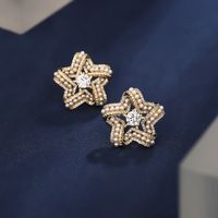 1 Pair Ig Style Star Plating Inlay Copper Ear Studs main image 1