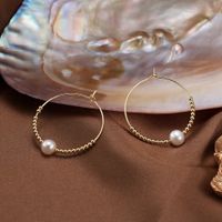 1 Pair Vintage Style Geometric Polishing Plating Freshwater Pearl 14k Gold Plated Drop Earrings main image 5