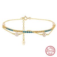 Elegant Simple Style Geometric Freshwater Pearl Sterling Silver Plating 14k Gold Plated Bracelets main image 1