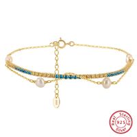 Elegant Simple Style Geometric Freshwater Pearl Sterling Silver Plating 14k Gold Plated Bracelets main image 6