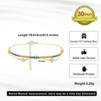 Elegant Simple Style Geometric Freshwater Pearl Sterling Silver Plating 14k Gold Plated Bracelets main image 2