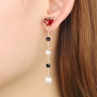 1 Pair Ig Style Rose Plating Inlay Copper Drop Earrings main image 4
