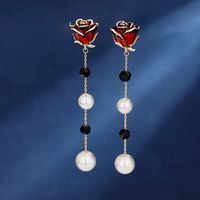 1 Pair Ig Style Rose Plating Inlay Copper Drop Earrings main image 1