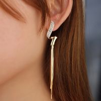 1 Pair IG Style Tassel Plating Inlay Copper Drop Earrings main image 4