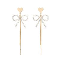 1 Pair IG Style Simple Style Tassel Bow Knot Plating Inlay Copper Drop Earrings main image 7