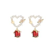 1 Pair Ig Style Simple Style Rose Plating Inlay Copper Drop Earrings main image 5