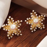1 Pair Ig Style Star Plating Copper Ear Studs main image 3