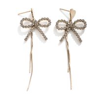 1 Pair IG Style Simple Style Tassel Bow Knot Plating Inlay Copper Drop Earrings main image 8