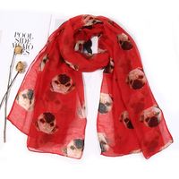Women's Cute Simple Style Dog Polyester Printing Scarf sku image 3