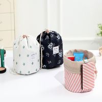 Classic Style Solid Color Canvas Cylindrical Makeup Bags main image 3
