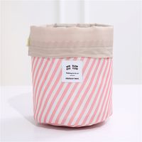 Classic Style Solid Color Canvas Cylindrical Makeup Bags sku image 1