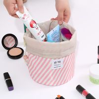 Classic Style Solid Color Canvas Cylindrical Makeup Bags main image 2