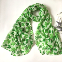 Women's Sweet Four Leaf Clover Voile Printing Scarf sku image 1