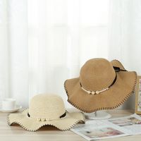 Women's Simple Style Solid Color Ruffles Straw Hat main image 5