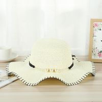 Women's Simple Style Solid Color Ruffles Straw Hat sku image 2